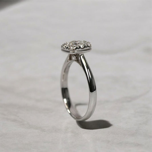 14K WG Diamond Square Engagement Ring / 2.8Gr / Sz 6
