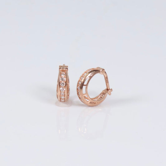 14K RG Lab Diamond Luxury Hoop Earrings / 1.8gr / 0.4in / 0.6Ct Lab Dia / H / VS