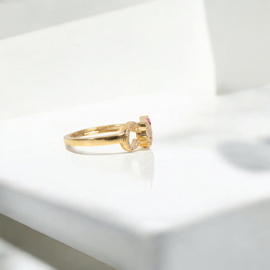 10K YG Diamond HK - Letter C Rings / 2.2gr / Sz 7 / 0.11Wt Dia