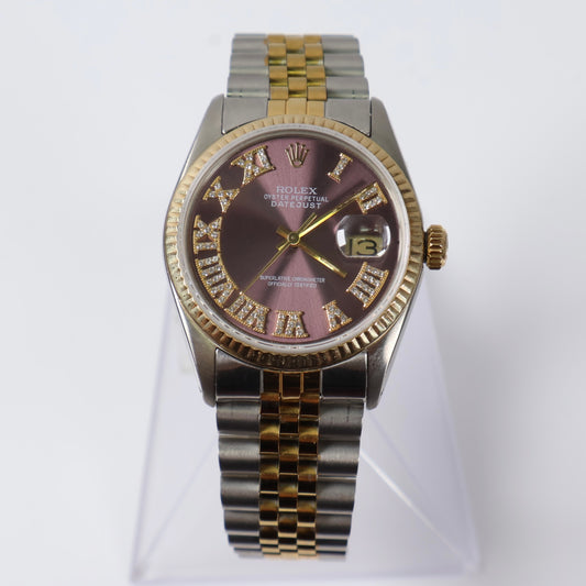 Rolex Datejust Purple Face Dia Dial Roman Numbers - Ref 16013 Watch / 36mm /