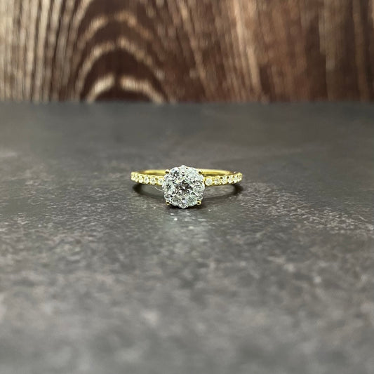 14K Yellow Gold Diamond Luxury Engagement Ring 0.54Ct Dia / 2.42gr / Size 6 3/4