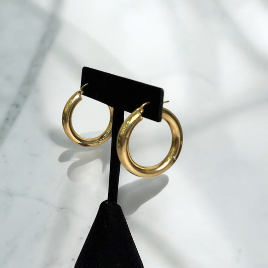 14K Yellow Gold Hoop Earrings / 3.5gr