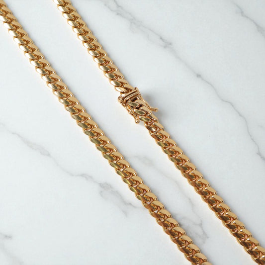 14K YG Micro Cuban Links Chain / 66.2gr / 6.2mm / 22in /