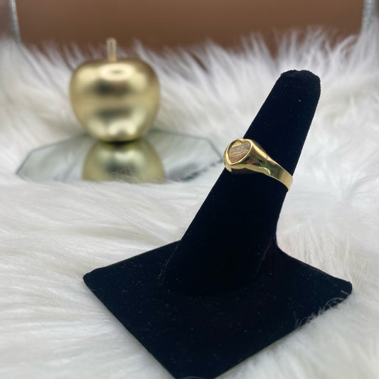 18K Three Colour Gold Heart Ring / 1.8gr / Size 7