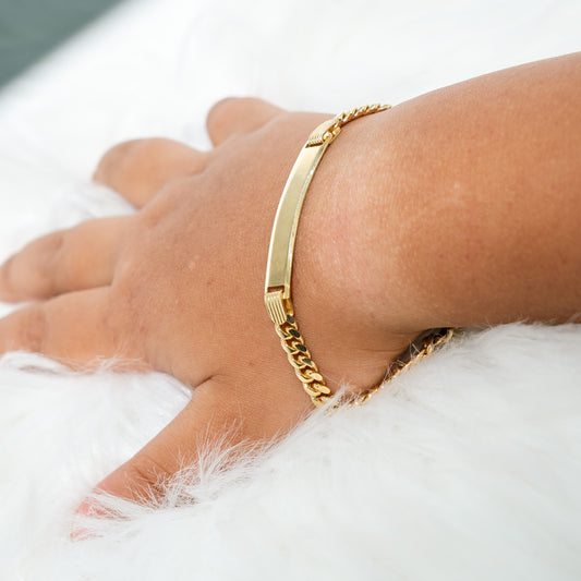 10K Yellow Gold Baby Plate Micro Cuban Bracelet / 6gr / 6in