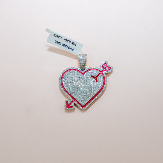 10K Yellow Gold Flowed Heart Diamond Pendant 1.86Ct / 5.3gr