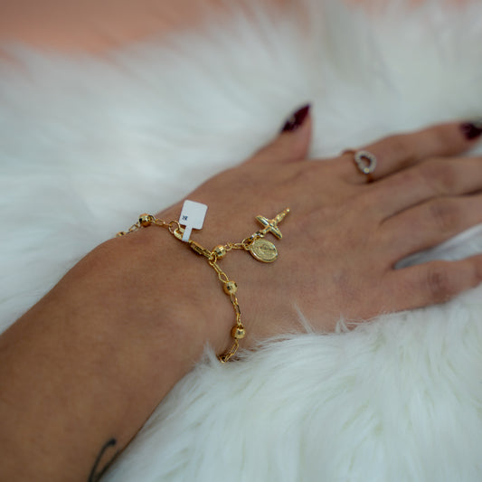 10K Yellow Gold Rosary Bracelet / 5gr / 7.7mm / 7.5in