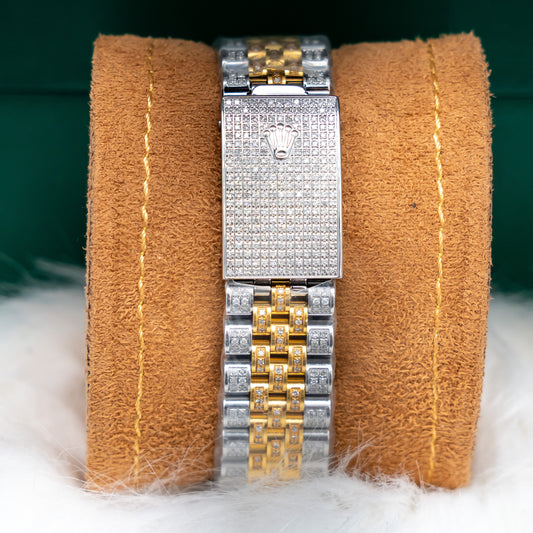 Rolex Date Just 36Mm Aftermarket Two Tone Bustdown Si/Vs Jubilee Band
