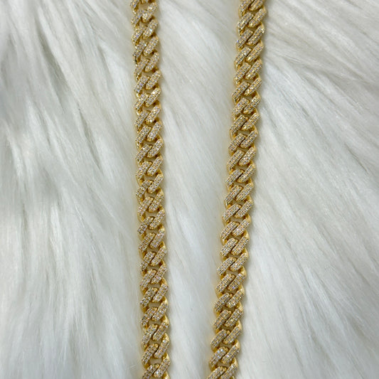 10K Yellow Gold Bustdown Chain 5.04Ct Dia / 93.1gr / 9.6mm / 22in