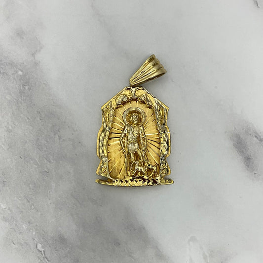 10K Yellow Gold San Lazaro Pendant / 38.1gr / 3in