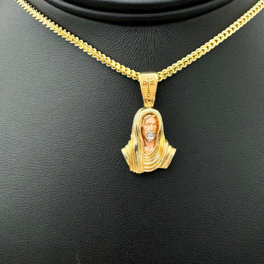 18K Three Colour Gold Jesus Face Pendant / 3.4gr