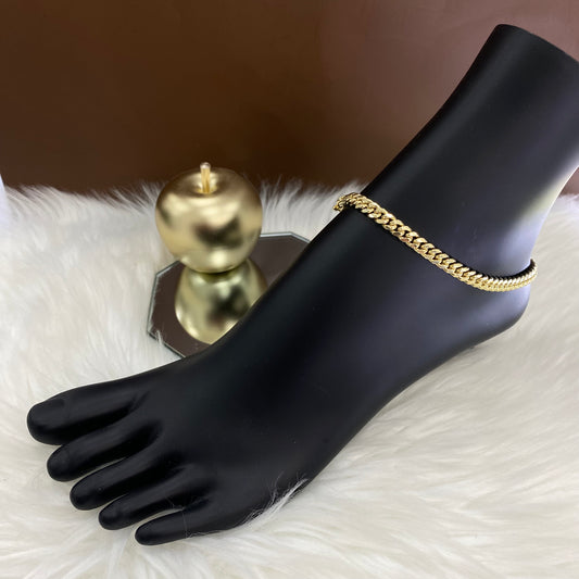 14K Yellow Gold Anklet Micro Cuban / 20.7gr / 5.1mm / 9in