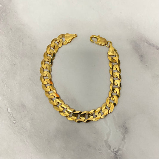 10K Yellow Gold American Cuban Link Bracelet / 19.3gr / 9.6mm / 8in