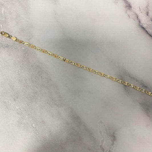 14K Three Colour Gold Mariner Bracelet / 4.8gr / 4mm / 8in