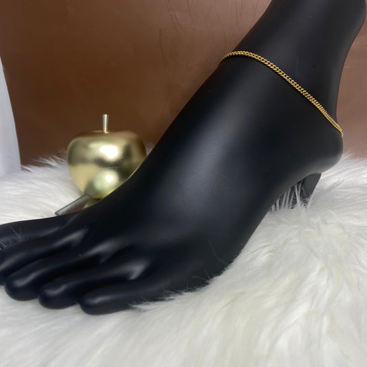 10K Yellow Gold Cuban Link Anklet / 7gr / 2.8mm / 10in