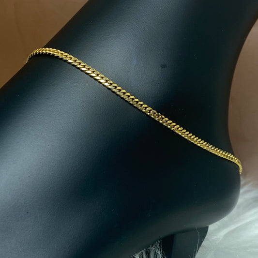 10K Yellow Gold Cuban Link Anklet / 7gr / 2.8mm / 10in