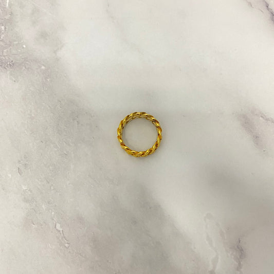 10K Yellow Gold Cuban Links Ring / 8.8gr / Size 9 / 6.7mm