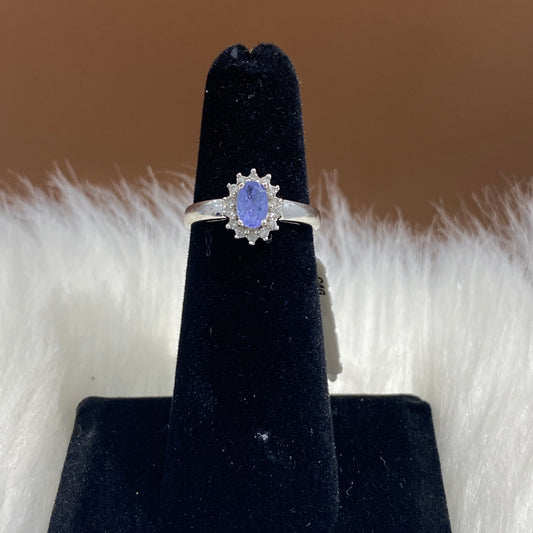 14K White Gold Diamond Fashion Ring Ct Dia /Purple Sapphire / 2gr / Size 4