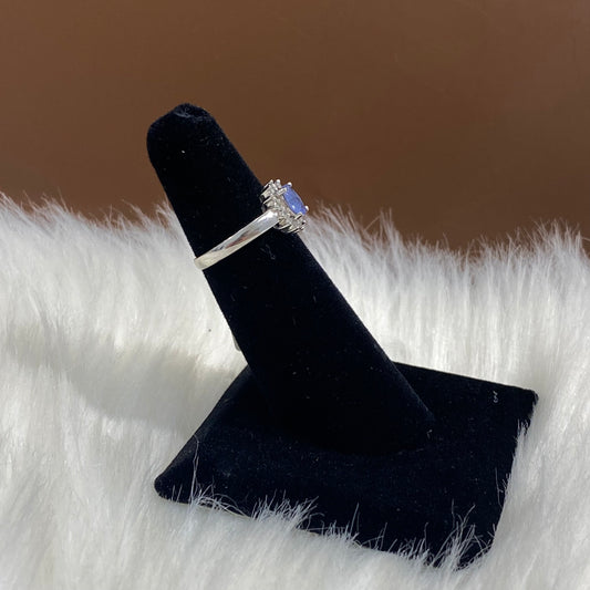 14K White Gold Diamond Fashion Ring Ct Dia /Purple Sapphire / 2gr / Size 4