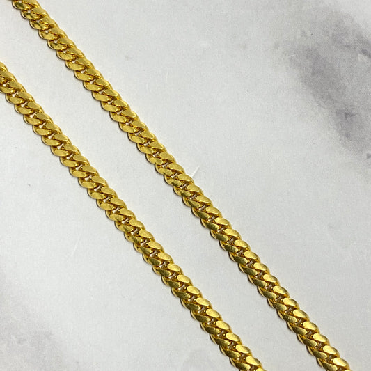14K Yellow Gold Micro Cuban / 20.8gr / 3mm / 24in