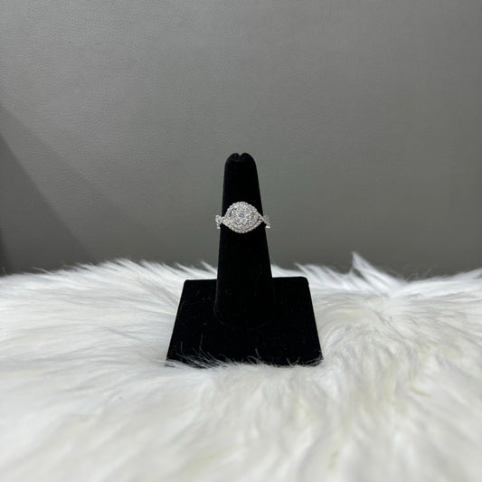 14K White Gold Diamond Spiral Engagement Ring 1.06Ct Dia / 5gr / Size 7