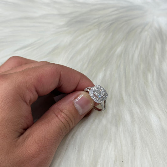 14K White Gold Diamond Square Engagement Ring 1Ct Dia / 3.4gr / Size 6.5