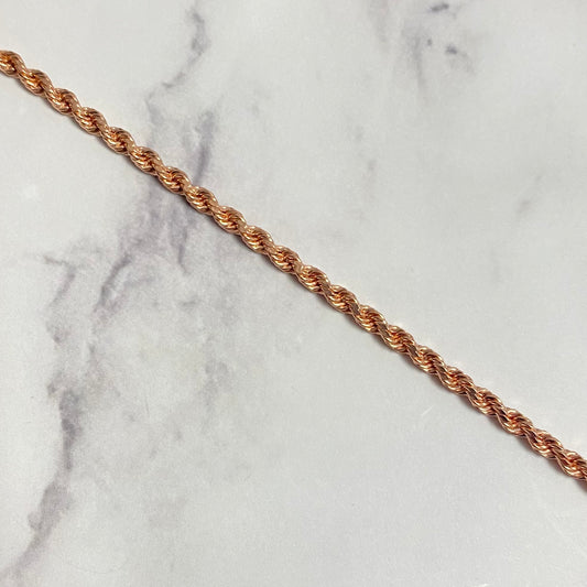 10K Rose Gold Rope Chain / 8.6gr / 3mm / 26in