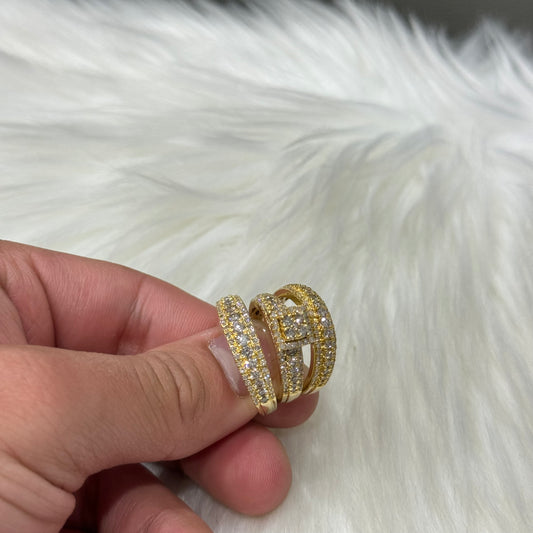 10K Yellow Gold Diamond Fashion Trio Engagement Ring 2.59Ct Dia / 12.5gr / Size 7W/10M