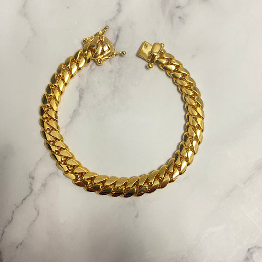 10K Yellow Gold Cuban Links Bracelet / 51.4gr / 9mm / 8in