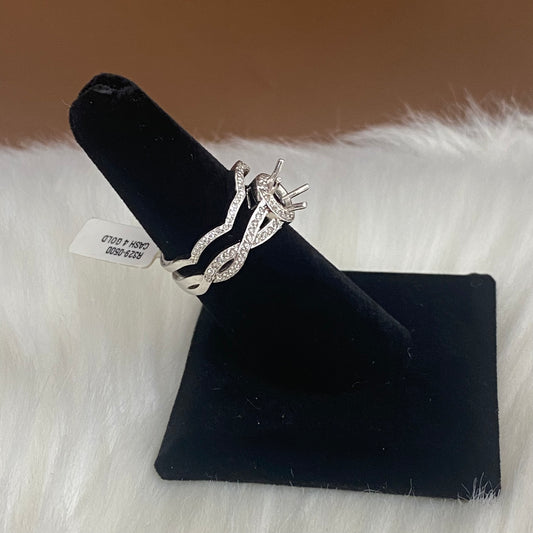 14K White Gold Diamond Entrelazado Wedding Setting No Estone Engagement Ring Ct Dia / 7.4gr / Size 6.5