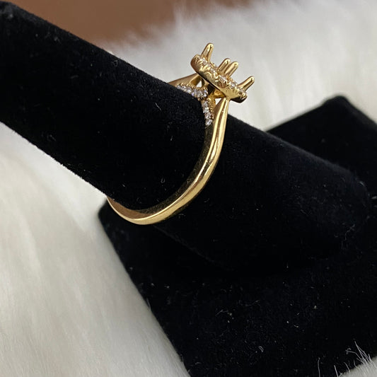 14K Yellow Gold Diamond Circle Wedding Setting No Stone Engagement Ring 0.33Ct Dia / 3.8gr / Size 6.5