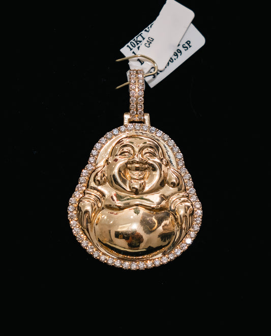 Golden Buddhas Pendant 10K Yellow Gold With Diamond 1,57ct / 18.7gr
