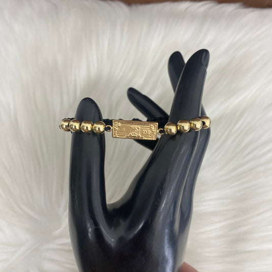 18K Yellow Gold Tejido Bill Bracelet Adjustable / 2.86gr