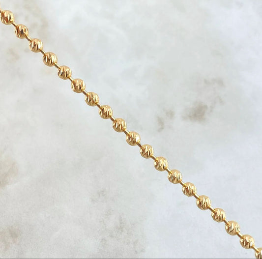 18K Yellow Gold Military Balls Diamond Cut Bracelet / 7.5gr / 3.8mm / 8in
