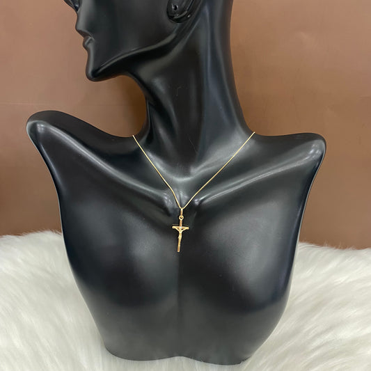 18K Yellow Gold Crucifix Jewelry Set / 1.8gr / 15in