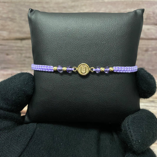 18K Yellow Gold Tejida Letter U Textured Circle- Diamond Cut Balls Bracelet Adjustable / 0.72gr