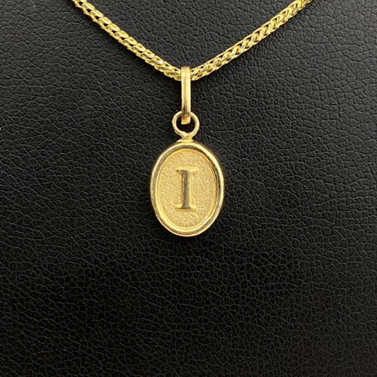 18K Yellow Gold Letter I Pendant / 0.49gr