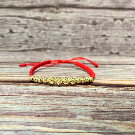 18K Yellow Gold Tejida Luxury-Diamond Cut Balls Bracelet Adjustable / 2.96gr