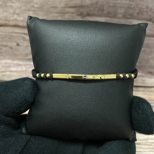 18K Three Colour Gold Tejida Trio Nail Cylinder Bracelet Adjustable / 1.1gr