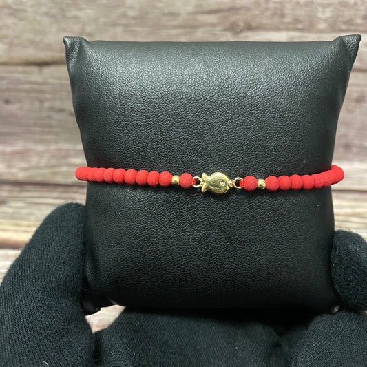 18K Yellow Gold Tejida Fish-Smooth Balls Bracelet Adjustable / 0.4gr