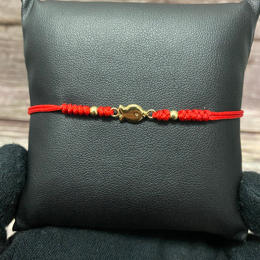 18K Yellow Gold Tejida Baby Fish-Smooth Balls Bracelet Adjustable / 0.4gr