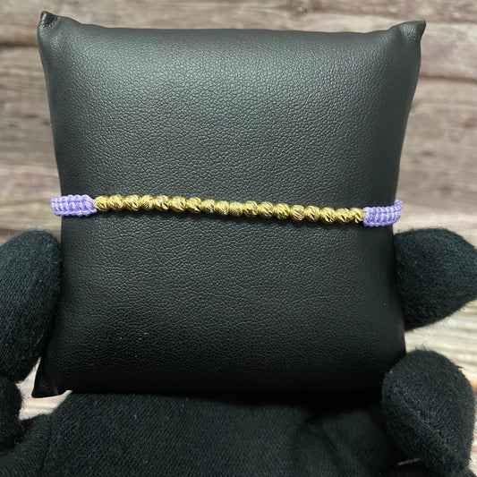 18K Yellow Gold Tejida Luxury-Diamond Cut Balls Bracelet Adjustable / 1gr