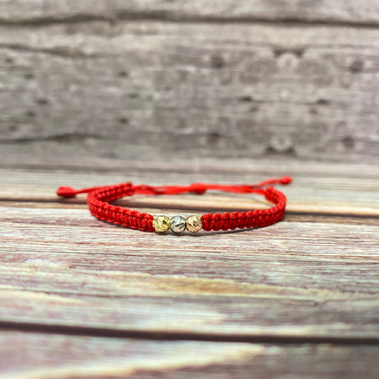 18K Three Colour Gold Tejida Baby Luxury-Diamond Cut Balls Bracelet Adjustable / 0.26gr