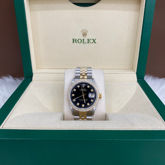 Rolex 36Mm Diamonds Black Face #5088034 Jubilee Band