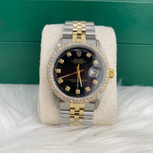 Rolex 36Mm Diamonds Black Face #5088034 Jubilee Band