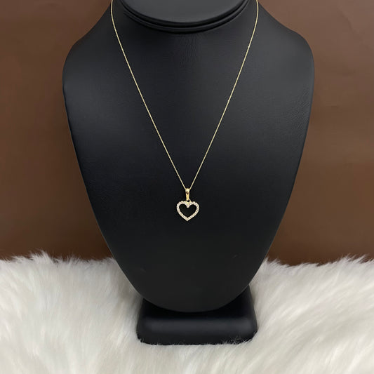 14K Yellow Gold Diamond Heart Jewelry Set Ct Dia/Sapphire / 2.4gr / 0.5mm / 16in