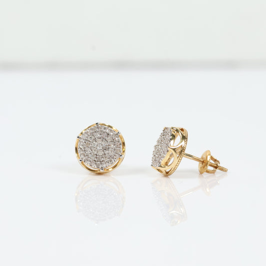 10K Yellow Gold Diamond Crown Stud Earrings 0.32Ct Dia / 1.76gr
