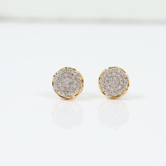 10K Yellow Gold Diamond Crown Stud Earrings 0.32Ct Dia / 1.76gr
