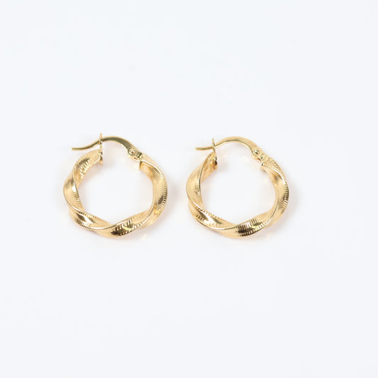 18K Yellow Gold Luxury Hoop Earrings / 1.96gr
