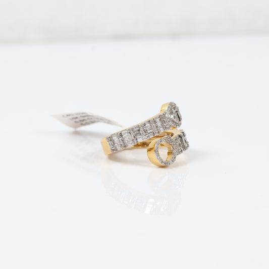 10K Yellow Gold Diamond Letter O With Heart Ring 0.94Ct Dia / 5gr / Size 6.5